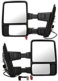 AutoShack KAPFO1320342PR Pair of 2 Left Driver and Right Passenger Power Black Textured Heated Manual Folding Towing Side View Mirrors Replacement for 2003-2016 Ford F-250 Super Duty 5.4L 6.0L 6.2L