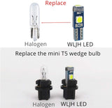 WLJH 6pcs Ice Blue 3/8" Twist Socket T5 Led Bulb Wedge 37 2721 74 3-SMD 3030 LED Dashboard Instrument Cluster Panel Indicator Dash Lights Bulb,Plug and Play